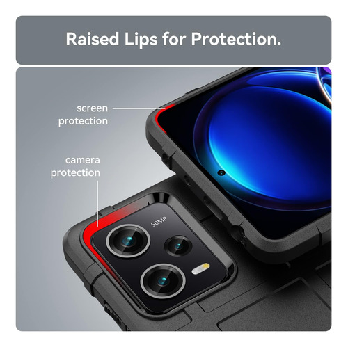 Funda Delgada Para Poco X5 Pro/redmi Note 12 Pro 5g Rugged Shield Con Protección De Cámara Y A Prueba De Golpes De Grado Militar