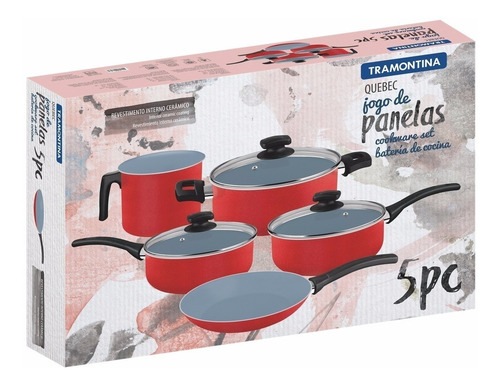 Bateria De Cocina Tramontina Quebec Ceramica 5 Piezas