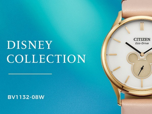 Citizen Mickey Shadow Gold Tone Bv1132-08w ...... Dcmstore Color de la correa Rosa pálido Color del bisel Oro Color del fondo Blanco