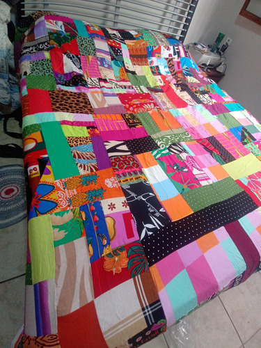 Colcha De Retalhos Queen Artesanal Ccm53 Multicor Florido