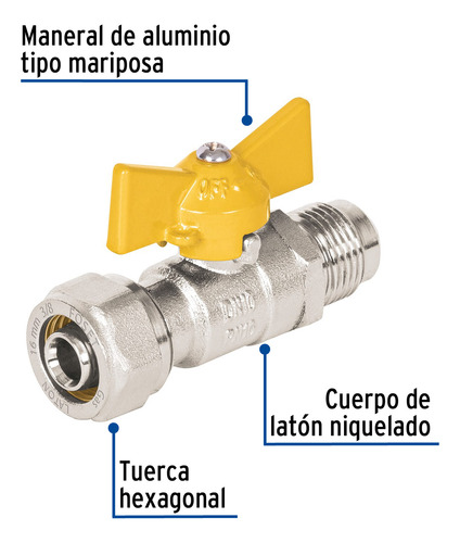 Válvula Esfera Para Pe-al-pe, 3/8a Flare 3/8, Foset. 45946