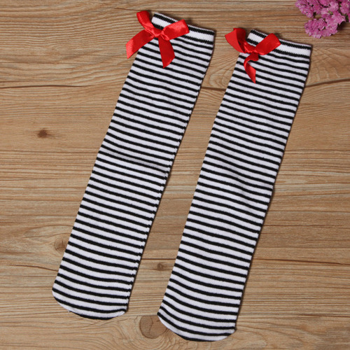 1 Par De Calcetines Altos Para Niñas Y Niños, Precioso Lazo