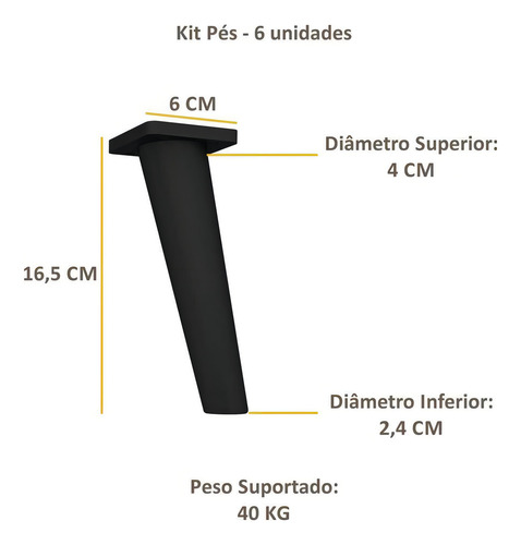 Kit Retro Stick Feet con 6 unidades multimóviles, color negro