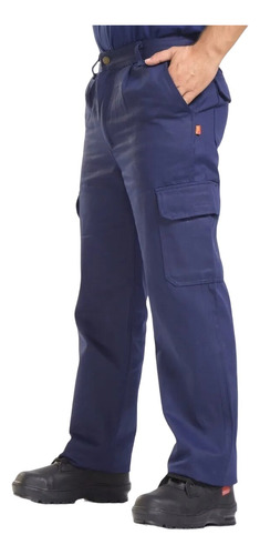 Pantalon Cargo Azul Marino Trabajo Bolsillo Oscuro Roca T-50