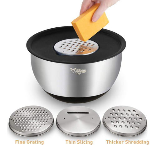 Juego De 5 Cuencos De Acero Inoxidable Para Mezclar Con Tapa