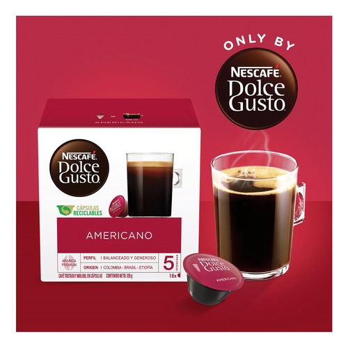 Pack X 16 Cápsulas Nescafé Dolce Gusto Americano 128 G