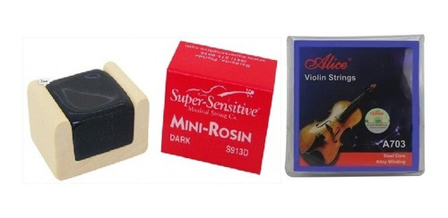 Juego De Cuerdas Para Violin 4/4 Alice A703+brea Mini Rosin