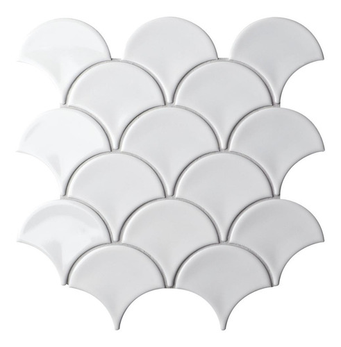 Fika Porcelanato Malla Fishscale Fan Shape White 29x27