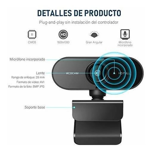 Tyc Cámara Web 1080p Con Micrófono, Cámara Web De Enfoque Au