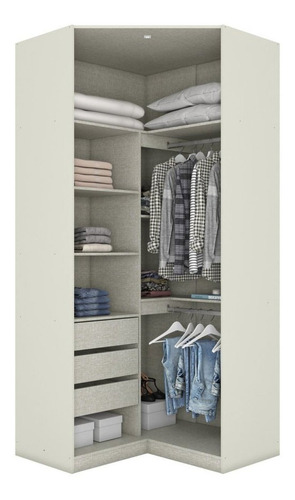 Guarda Roupa Canto Closet Modulado 2 Portas Com Espelho 3