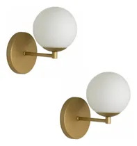 Comprar Kit 2 Arandelas Parede Jabuti Bola Globo Cabeceira Dourado