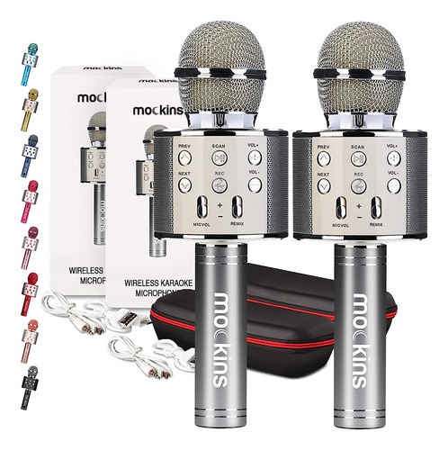 Micrófonos Mockins Karaoke Bluetooth (x2) /plateados