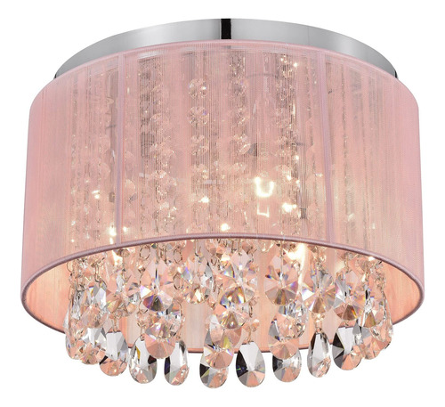Lámpara De Techo Cristal Rosa Con 3 Luces Dormitorio