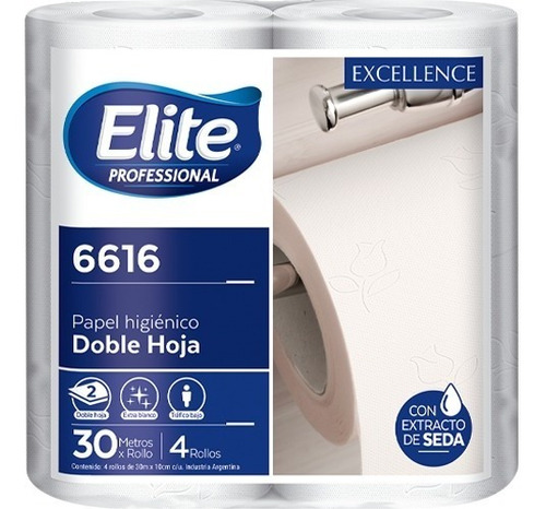 Papel Higiénico Elite Doble Hoja 30 Metros Pack X 4 Un. 6616