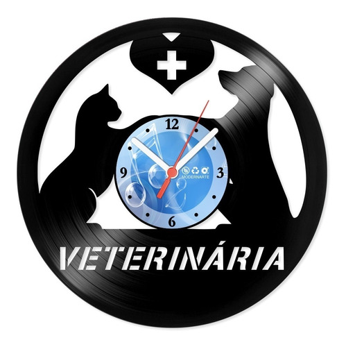 Relógio De Parede Disco Vinil Veterinária - Vpr-004