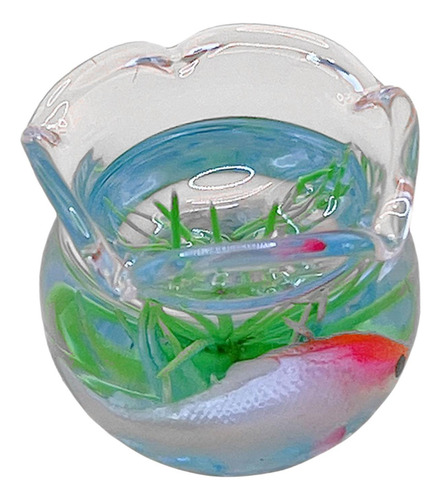 2 Acuario De Casa De Muñecas Con Peces, Mini Pez De Rosa
