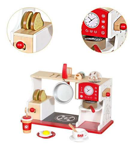 Cafetera Para Niños,juguetes De Madera Para Rojo