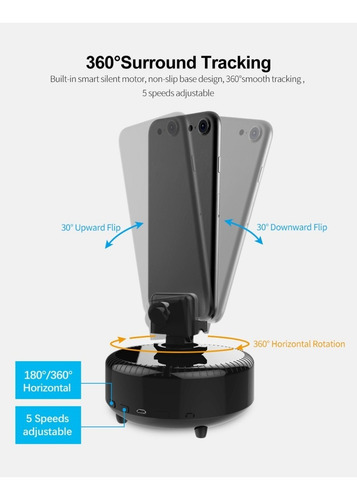 Imagen 2 de 7 de Soporte Celular Con Seguimiento Facial 360° Selfie Trípode