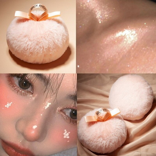 Pompon Con Polvo De Hadas Iluminador Rostro Y Cuerpo