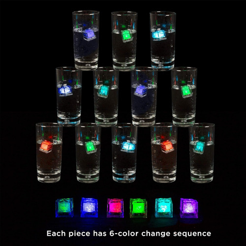 Hielos Led Con Luces 12 Unidades Cotillon Fiesta Fluor Luz
