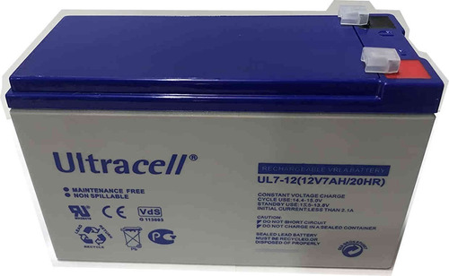 Imagen 1 de 1 de Bateria Para Alarmas 12v 7ah Ultracell Inglesa Gel