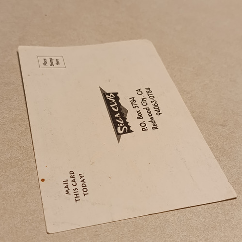 Sega Club Tarjeta De Registro Postal Original Sega Génesis (Usado)