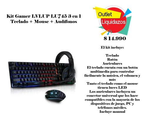 Kit Gamer Pro Lvlup Lu745 3 En 1
