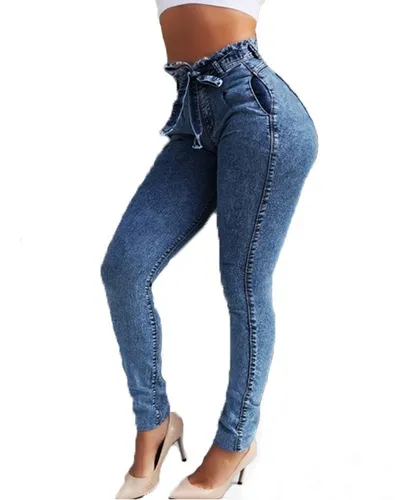 Pantalones Acampanados Mujer Jeans Pitillo Mezclilla Cintura Alta