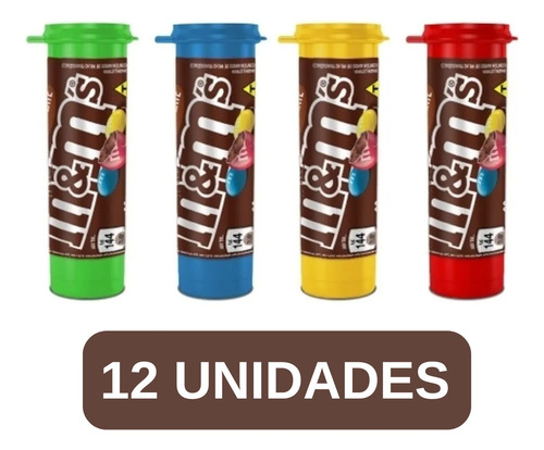 Caixa Com 12 Confeitos De Chocolate M&ms Tubo 30g