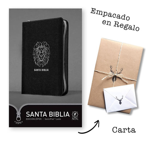 Biblia Ntv Edicion Ziper Sentipiel Negro Leon