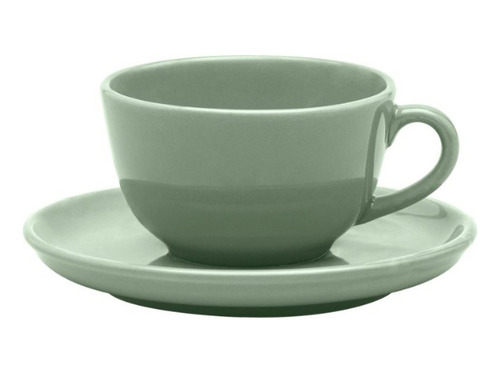 Jogo De 6 Xícaras Grandes 200ml Com Pires Flat Matcha Oxford