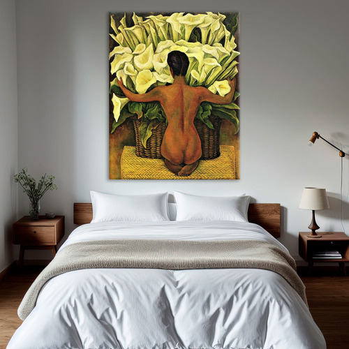 Cuadro Diego Rivera Desnudo Con Alcatraces Algodón 90 Cm