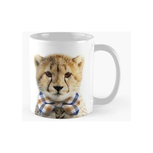 Taza Baby Cheetah Con Pajarita, Baby Animals Lámina De Synpl