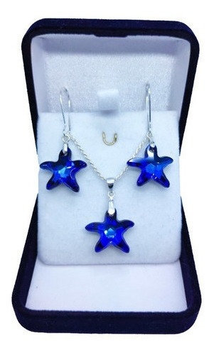Collar Cadena Estrellas Azules Plata Italiana 925