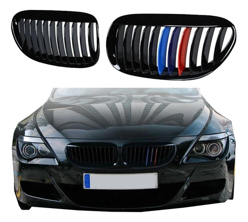 Para Bmw E63 Serie 6 630i 640i Rejilla M Negra Brillante