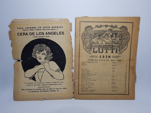 Imagen 3 de 8 de Antiguo Almanaque Lutti 1938 Mag 56831