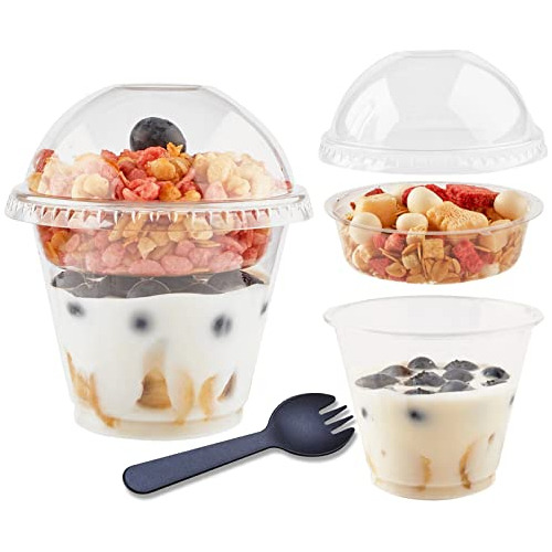 50pack 9 Oz Clear Plastic Parfait Cups With Insert And ...