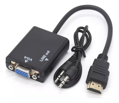 Cabo Conversor De Vídeo Hdmi Para Vga Com Saída De Áudio