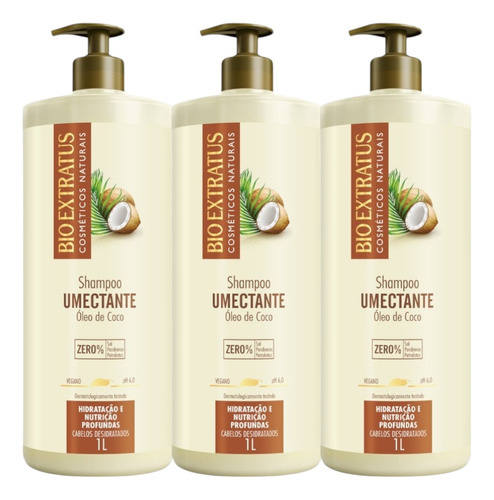 Kit 3 Shampoo Cabelos Desidratados Umectante 1l
