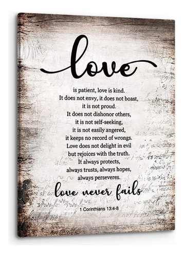 Phamte 1 Corintios 13:4-8 Love Never Fails Arte De Pared Ret