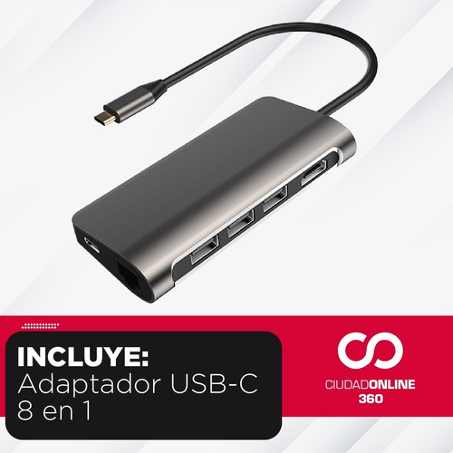 Usb C Zapatatilla 8 En 1 Hub Hdmi Memoria Sd Compatible Mac