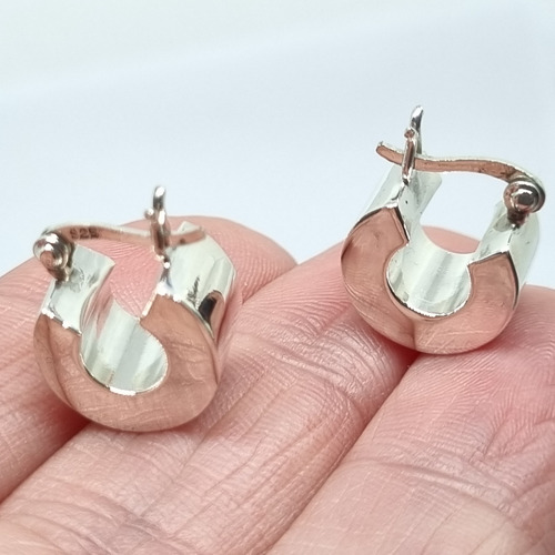 Imagen 3 de 5 de Aros Plata Inflada Argolla 4,6 Grs