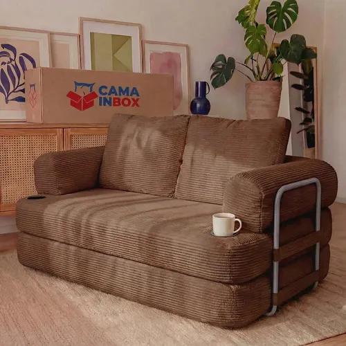 Sofá Cama Elo. 1,88m Xpand Tech Tecido Velourê Cama Inbox