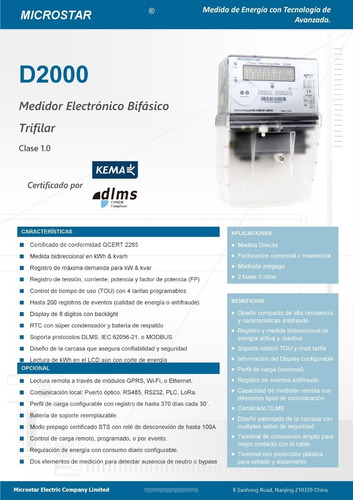Imagen 2 de 3 de Contador Medidor Bidireccional Bifásico 120/208v D2000