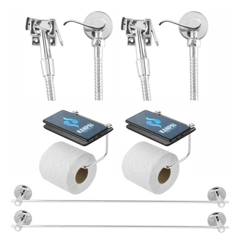 Kit Duchas Banheiro + Porta Toalha + Porta Papel Higiênico