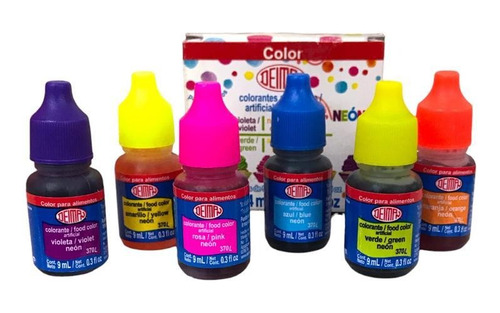 Kit De 6 Colorantes Artificiales De 9ml C/u Colores Surtidos