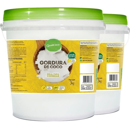 Kit C/ 2 Gordura De Coco Balde 3 Kg Qualicôco