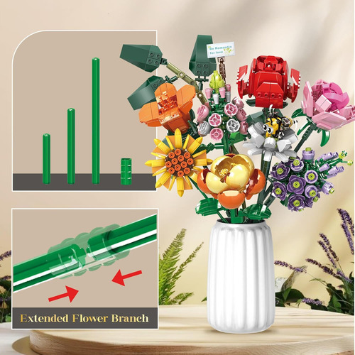 Set De Construcción De Ramo De Flores Colección Botánica Par
