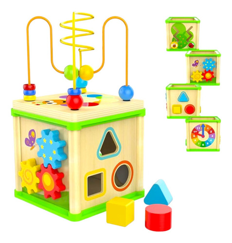 Cubo Inteligente Madera Laberinto, Bebés Y Niños Montessori 