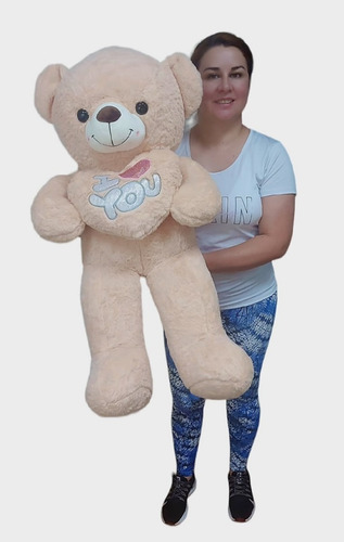 Urso Ursinho Bege 85cm + Coração Love Presente Aniversário 